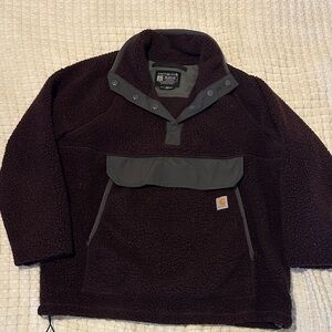 Carhartt Maroon and Gray Fleece Jacket
